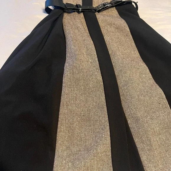 Vince Camuto Black and Tan Midi Button Belt Dress 2 - Picture 2 of 10